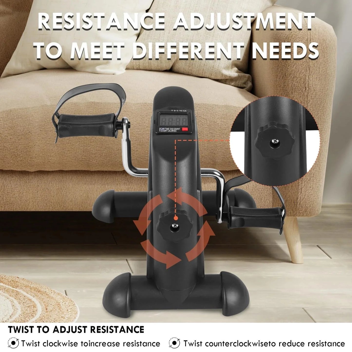 Ejercitador De Pedal De Bicicleta De Escritorio, Ejercicio De Interior De Mini Exercise Bike Stepper, Ejercitador De Pedal De Bicicleta Para Ancianos Debajo Del Equipo De Fitness De Escritorio Con Pantalla LCD