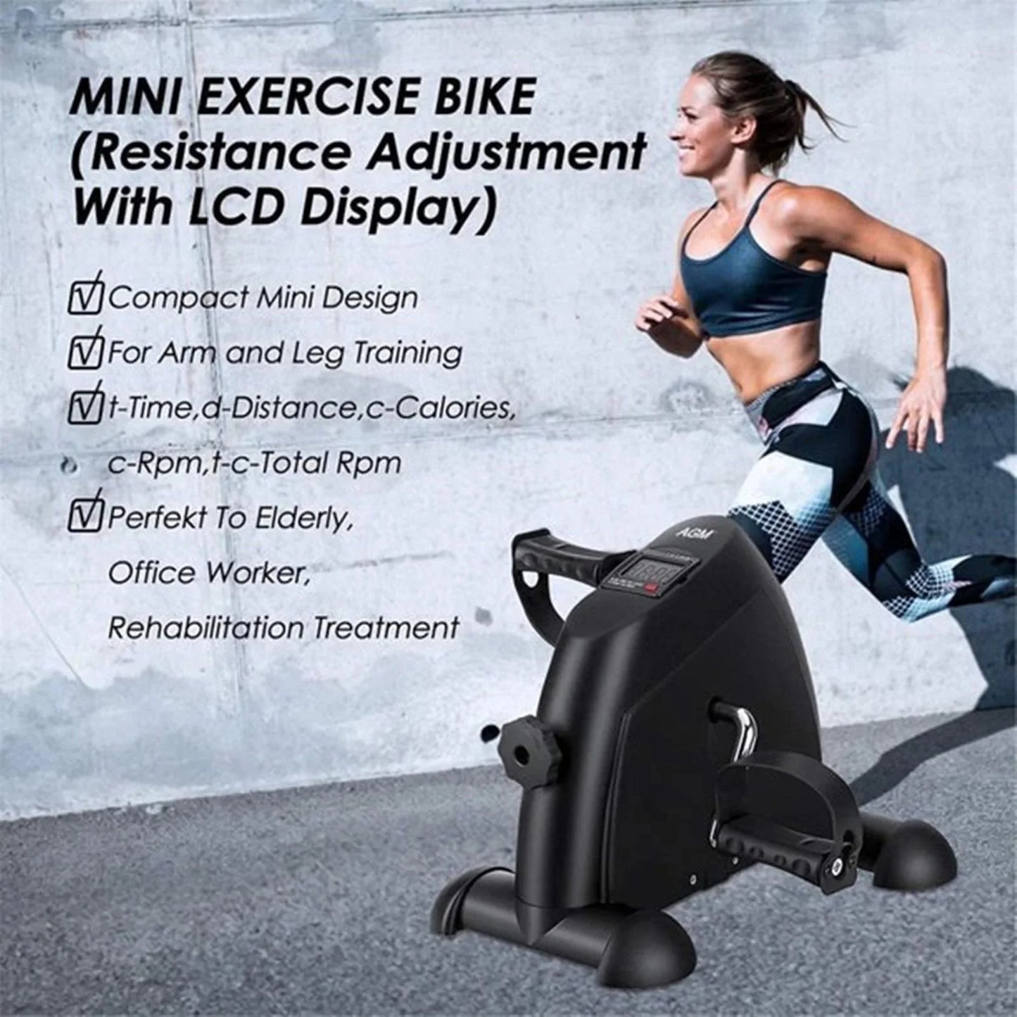 Ejercitador De Pedal De Bicicleta De Escritorio, Ejercicio De Interior De Mini Exercise Bike Stepper, Ejercitador De Pedal De Bicicleta Para Ancianos Debajo Del Equipo De Fitness De Escritorio Con Pantalla LCD