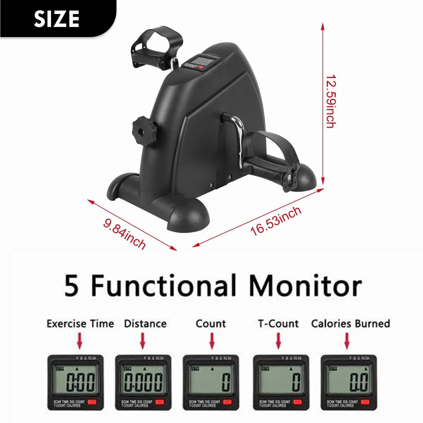 Ejercitador De Pedal De Bicicleta De Escritorio, Ejercicio De Interior De Mini Exercise Bike Stepper, Ejercitador De Pedal De Bicicleta Para Ancianos Debajo Del Equipo De Fitness De Escritorio Con Pantalla LCD